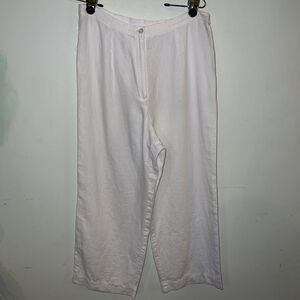 Norton Mcnaughton 100% linen Pants 12 White Wide Leg Trouser #195